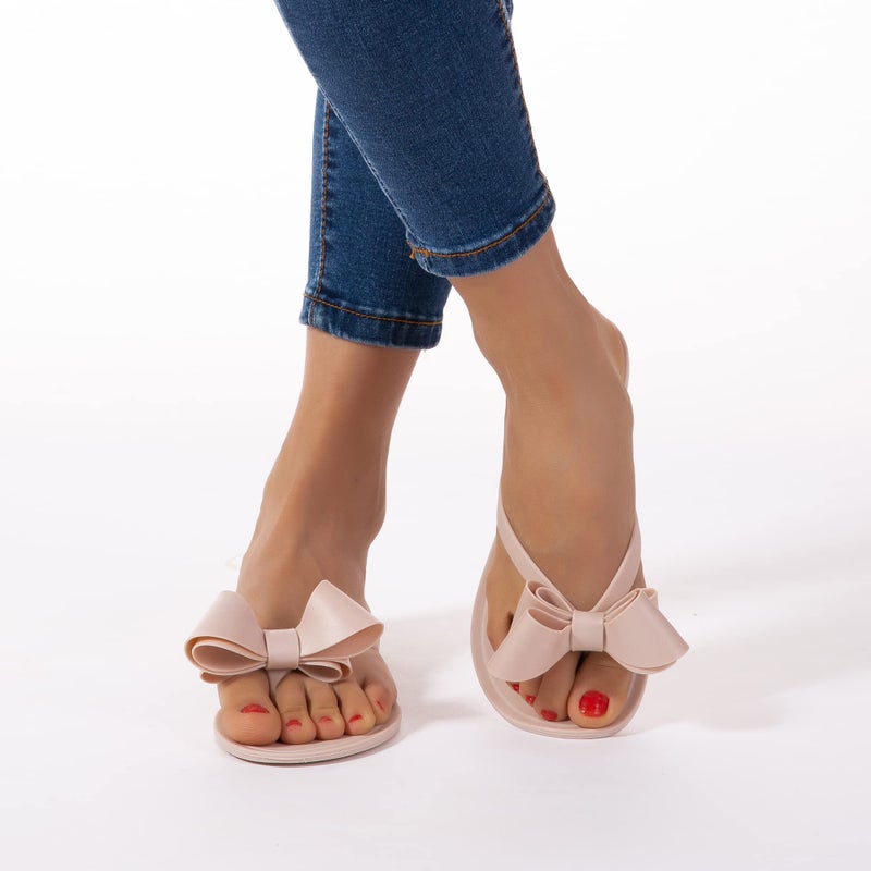 Mtzyoa Women Flip-Flops Bow Flat Sandals Beach Jelly Cute Rain Nude Size 7.5 Ladies Summer Casual Waterproof - Image 3